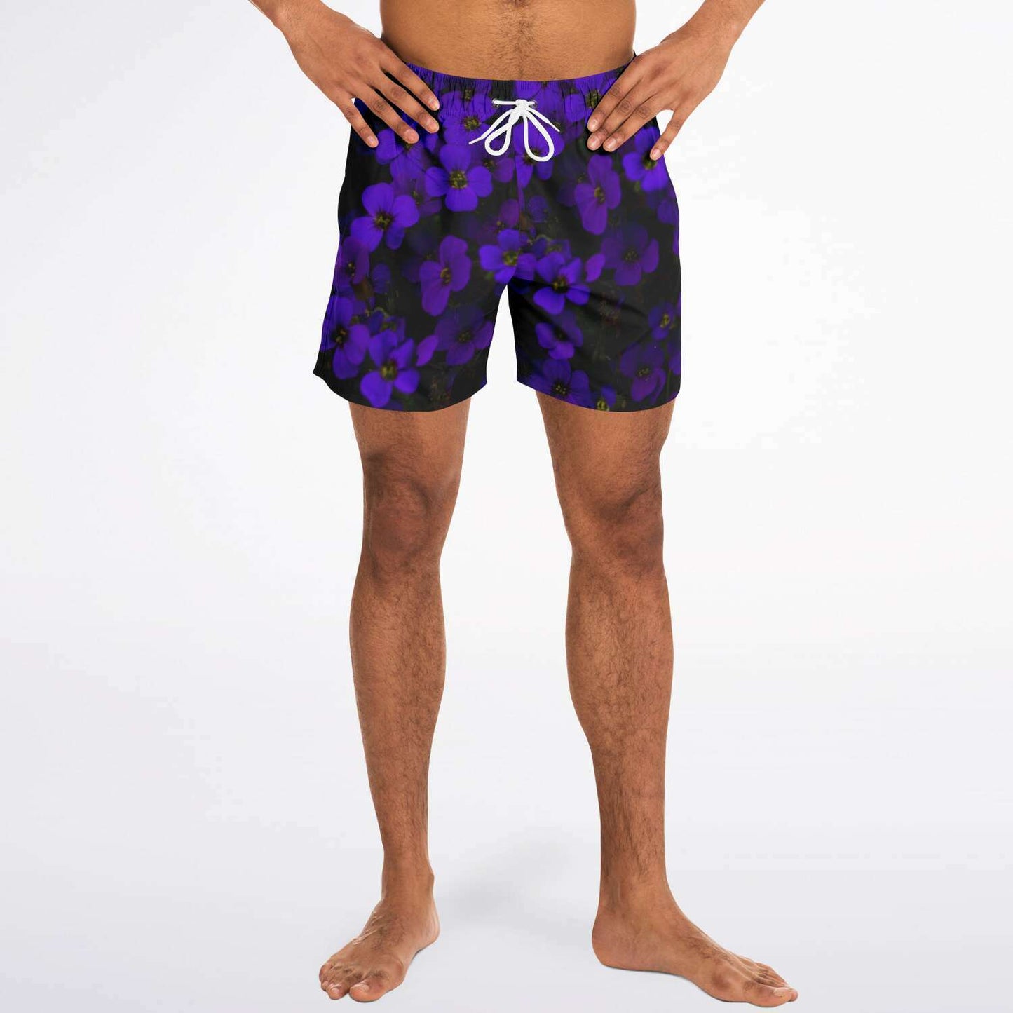 Midnight Purple Flower Swim Shorts