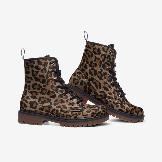 Leopard Skin Lace Up Boots
