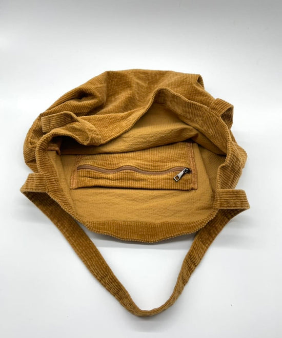 Brown Corduroy Large Tote Bag