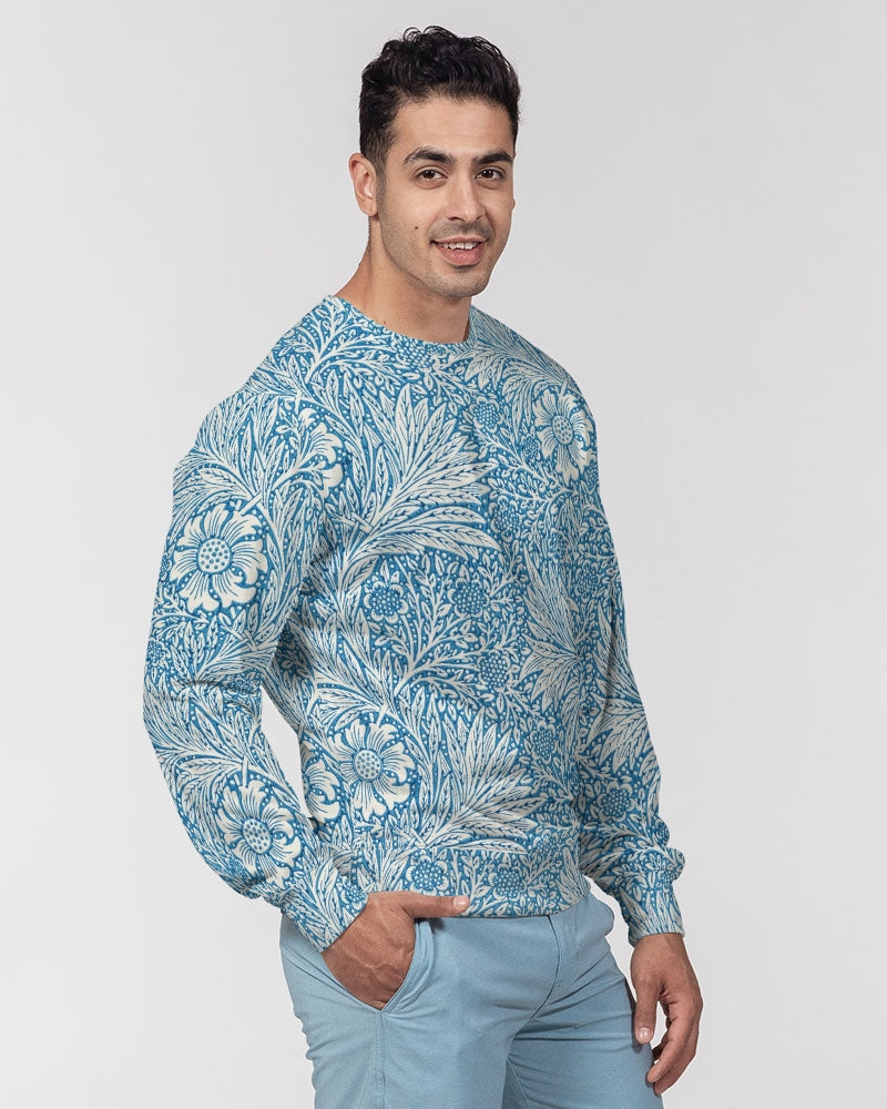 Victorian Blue Floral Men's French Terry Pullover Sweatshirt