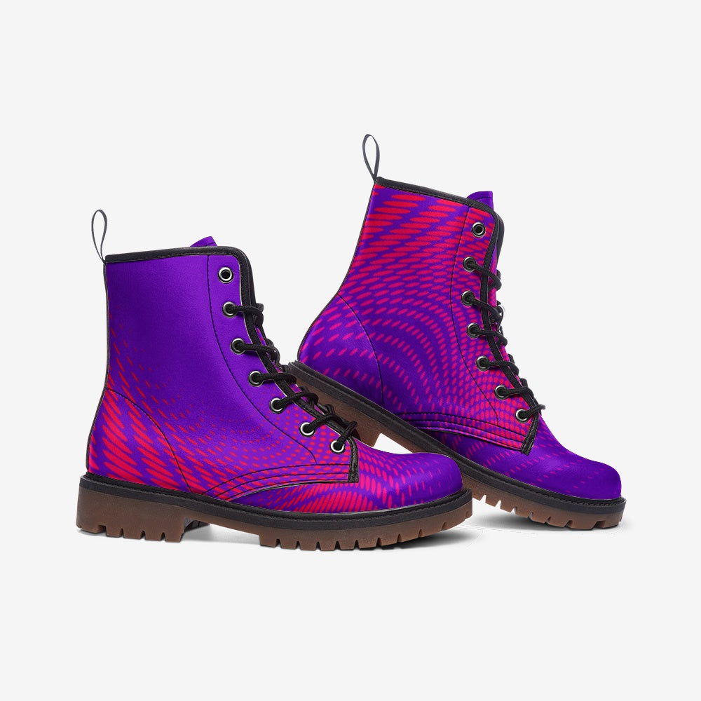 Wicked Purple Dots Lace Up Boots