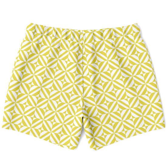 Yellow Geometric Pattern Swim Shorts