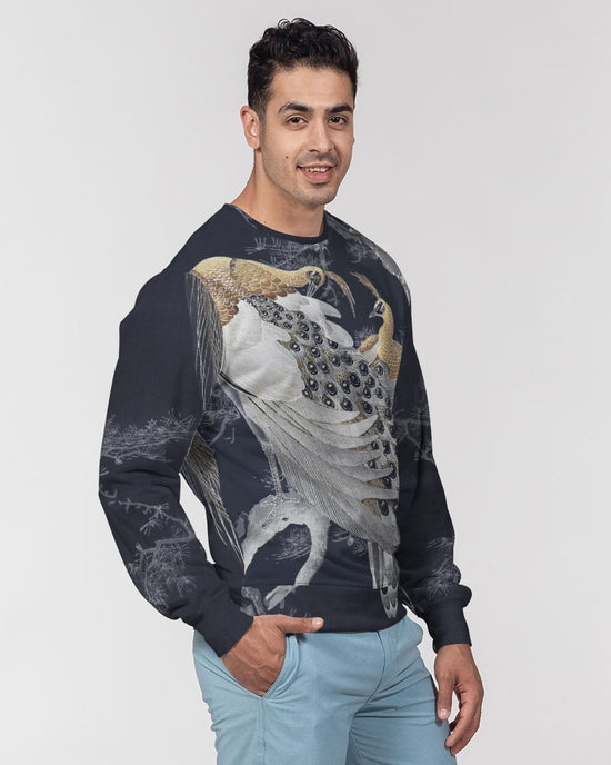 Perched Peacocks French Terry Pullover Sweatshirt