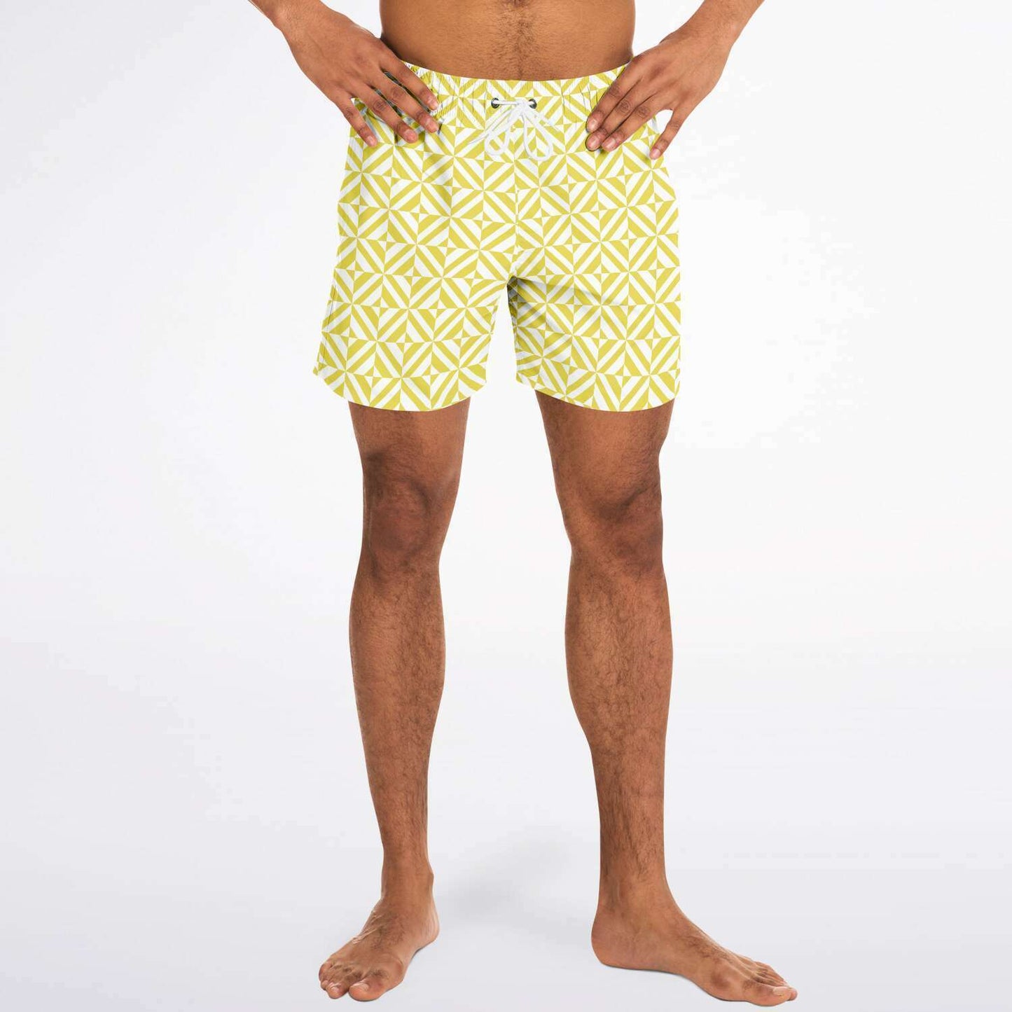 Yellow Geometric Pattern Swim Shorts