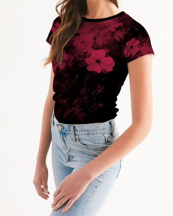 Digital Red Flowers Women's T Shirt