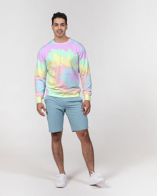 Pastel Smash Tie Dye Men's French Terry Pullover Sweatshirt