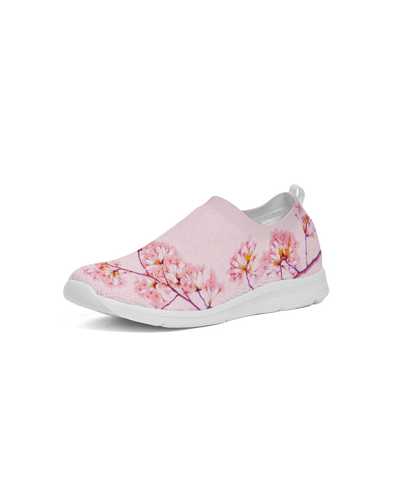 Pink Cherry Blossom Women's Slip-On Flyknit Shoe