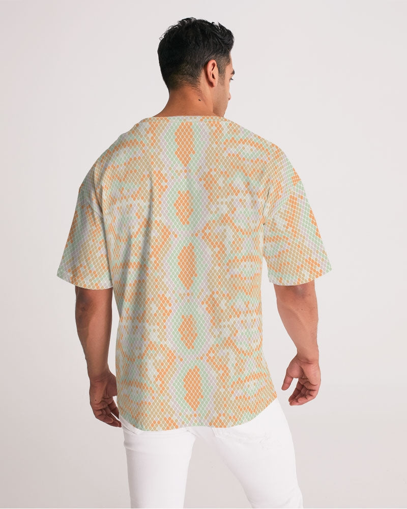 Green & Orange Snake Print Men's Premium Heavyweight T Shirt