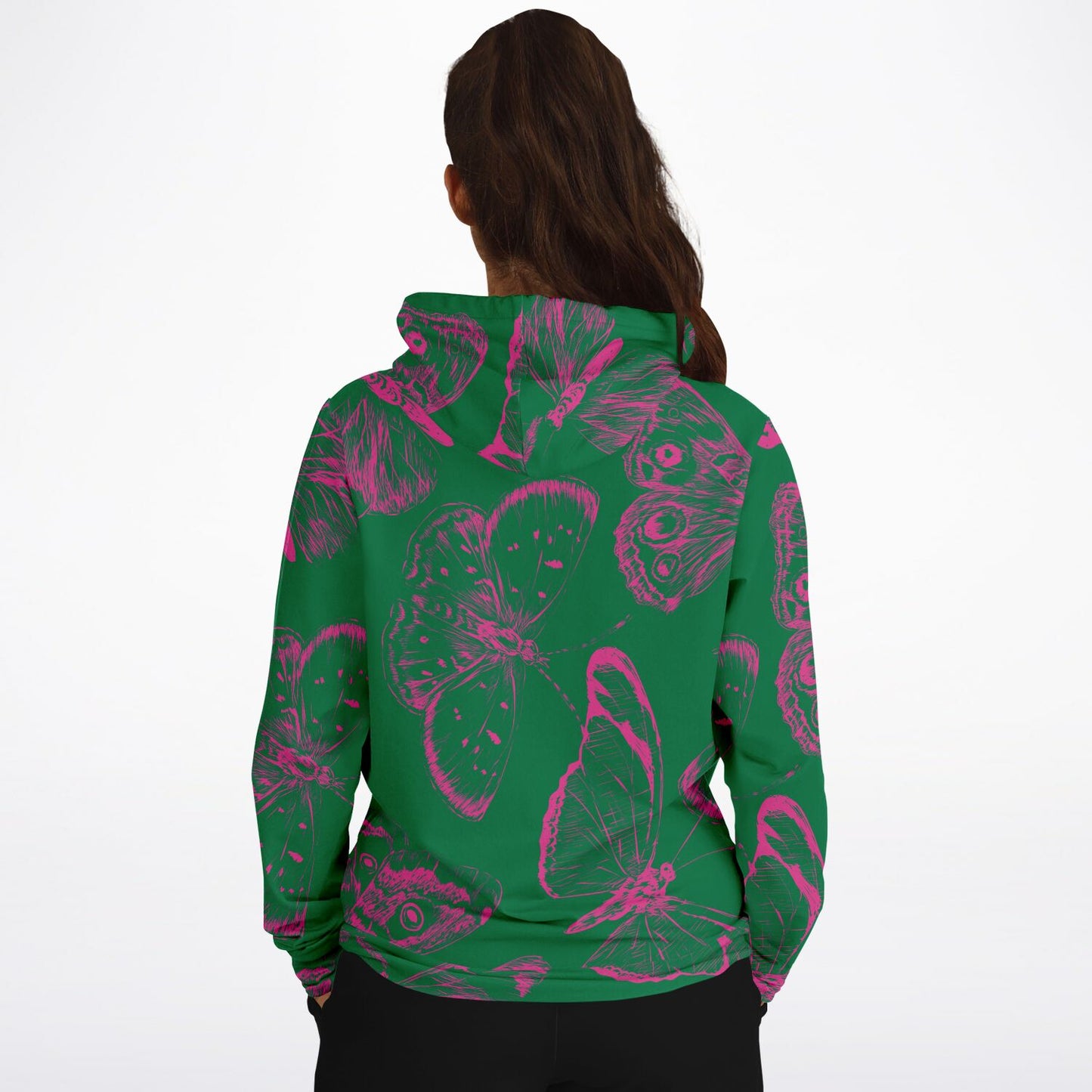 Green Fuchsia Butterflies Unisex Hoodie