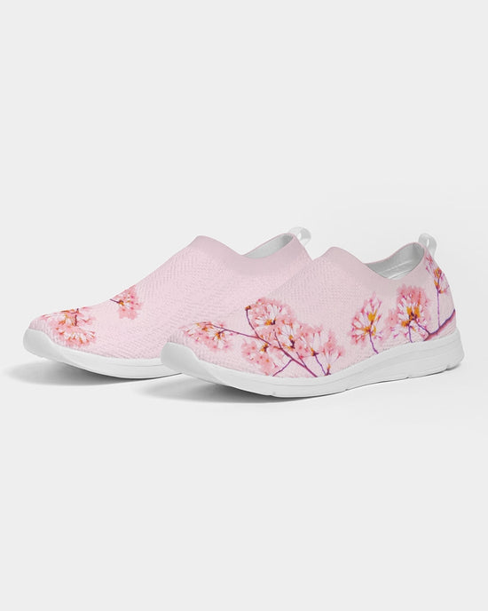 Pink Cherry Blossom Women's Slip-On Flyknit Shoe