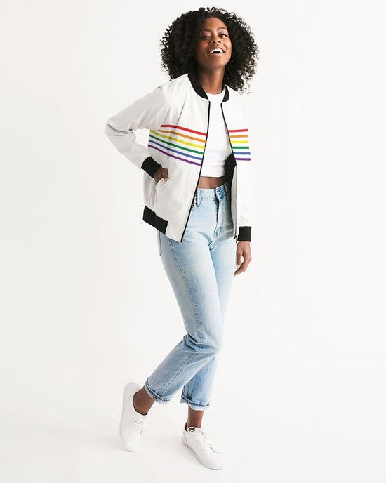 Rainbow Thin Stripes Women's Bomber Jacket