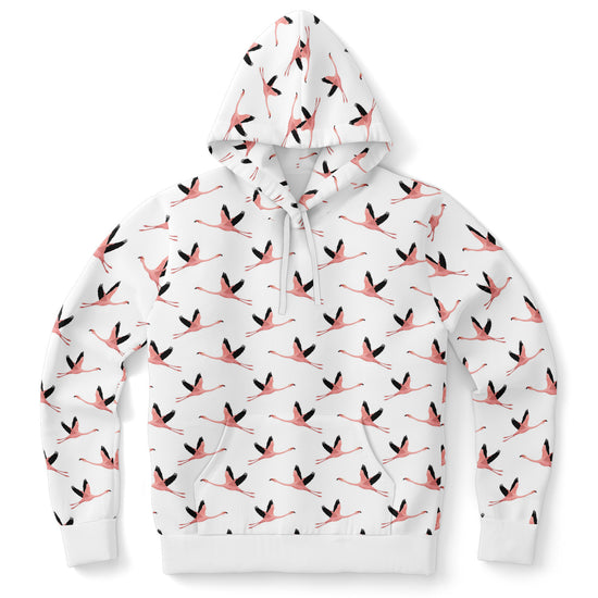 Flying Flamingos White Unisex Hoodie