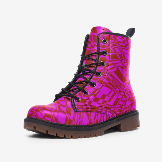 Fuchsia Warp Lace Up Boots