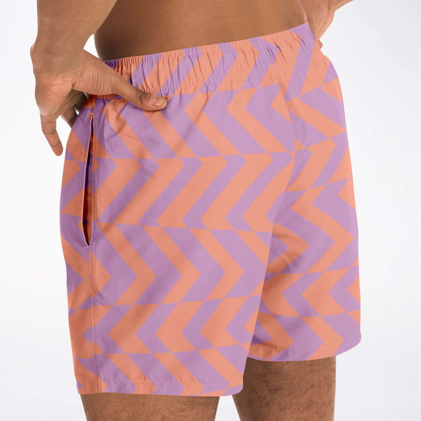 Peach & Orchid Abstract Striped Swim Shorts