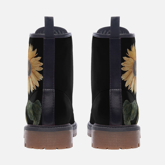 Vintage Sunflowers Black Lace Up Boots