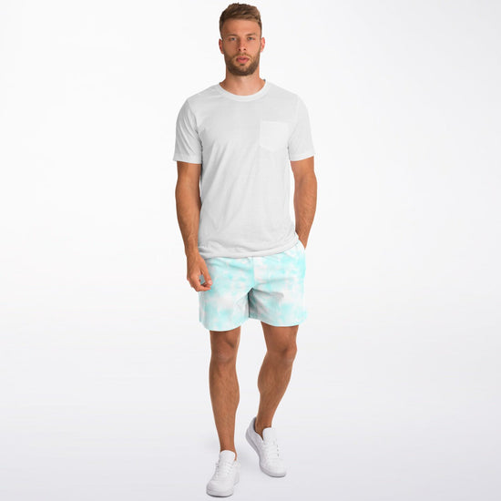 Blue Cloud Pastel Tie Dye Men's Fleece Shorts