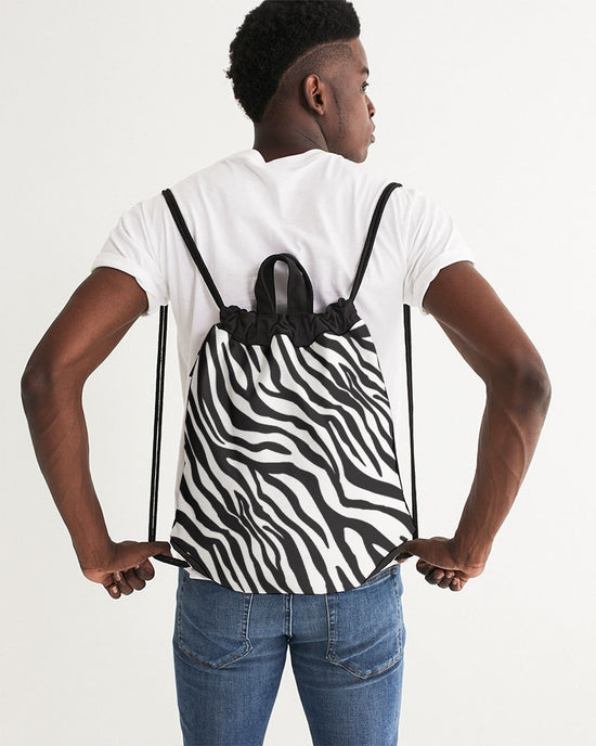 Zebra Print Canvas Drawstring Bag