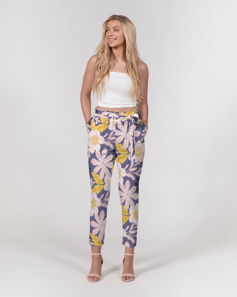 Purple Frisky Floral Women's Belted Tapered Pants