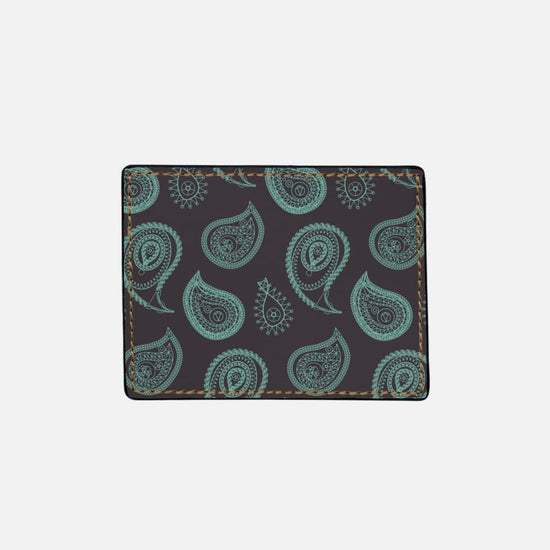 Mint Paisley Personalized Card Holder Wallet
