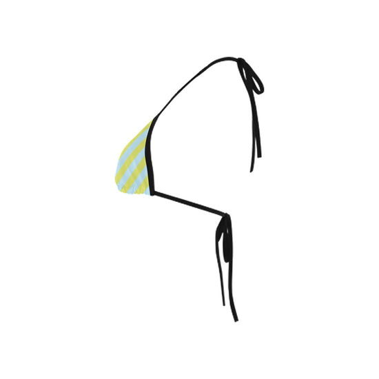 Blue Lime Stripes Bikini Top