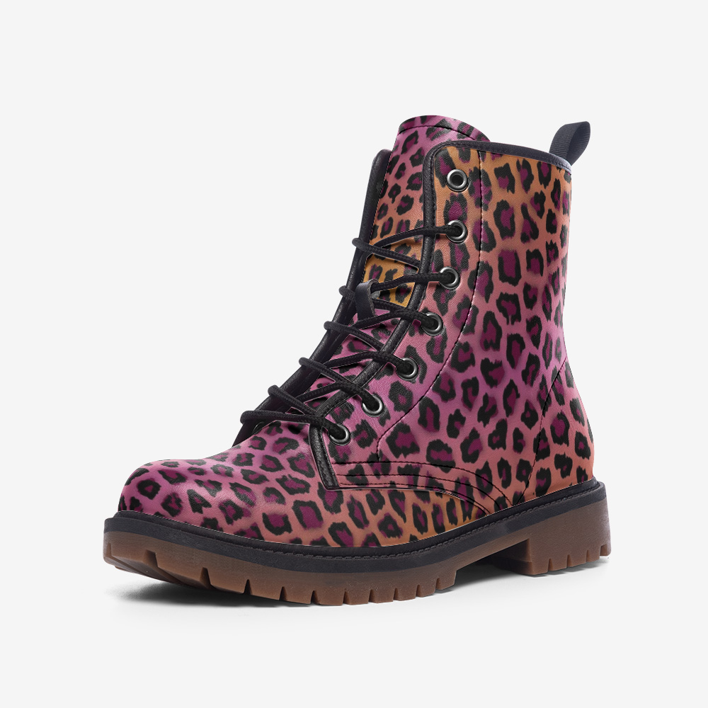 Vivid Cheetah Lace Up Boots