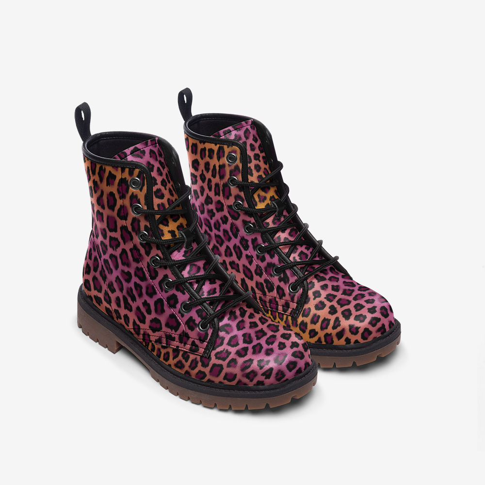 Vivid Cheetah Lace Up Boots