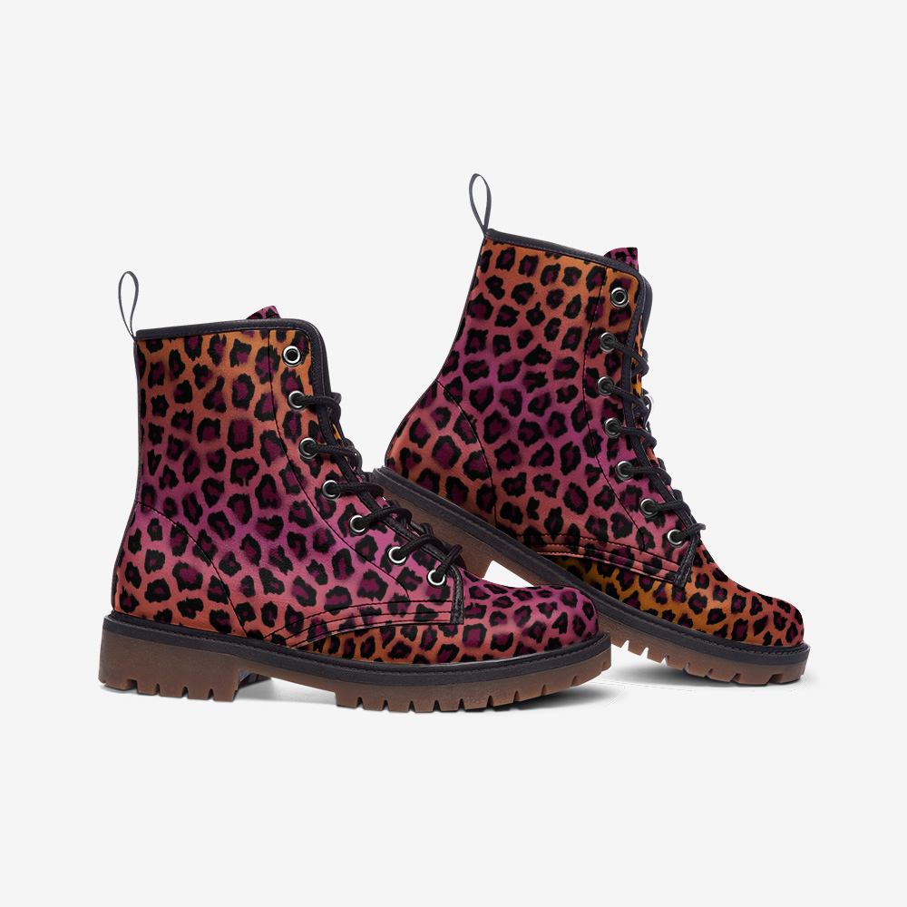 Vivid Cheetah Lace Up Boots