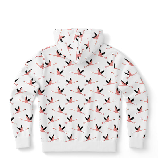 Flying Flamingos White Unisex Hoodie