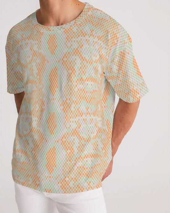 Green & Orange Snake Print Men's Premium Heavyweight T Shirt