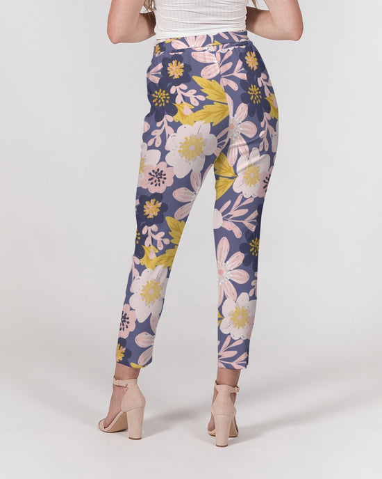 Purple Frisky Floral Women's Belted Tapered Pants