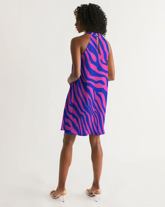 Electric Zebra Women's Halter Dress