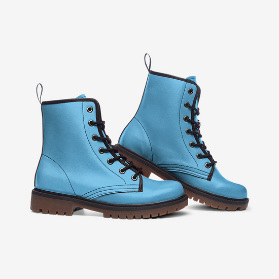 Sky Blue Lace Up Boots