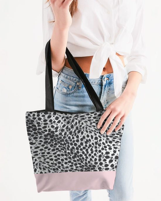 Pink & Leopard Print Canvas Zip Tote