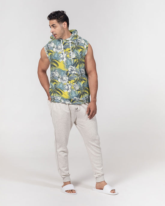 Yellow Tropics Men's Premium Heavyweight Sleeveless Hoodie