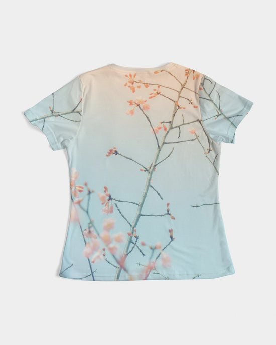 Load image into Gallery viewer, Cherry Blossoms with Bird Women&amp;#39;s Tee
