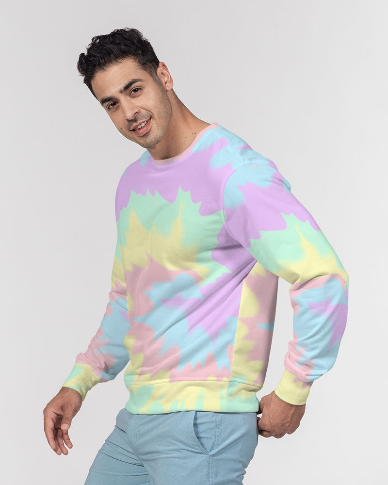 Pastel Smash Tie Dye Men's French Terry Pullover Sweatshirt