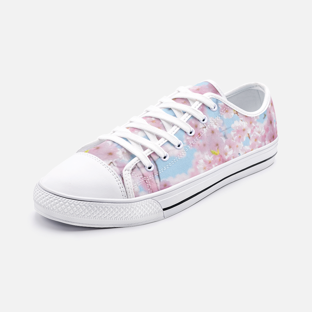 Cherry Blossom & Sky Blue Low Top Canvas Shoes
