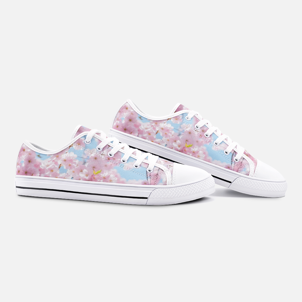 Cherry Blossom & Sky Blue Low Top Canvas Shoes