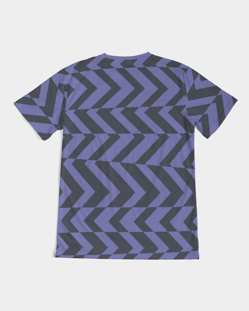 Blue Violet Charcoal Abstract Striped Men's T Shirt