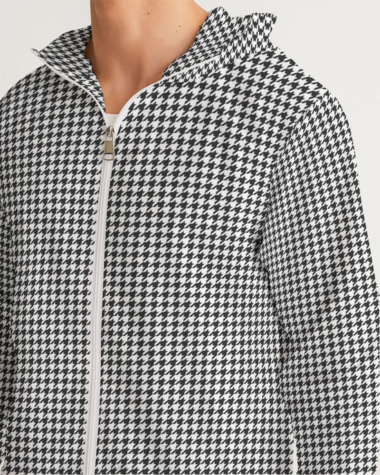 Houndstooth Men's Windbreaker Hooded Jacket