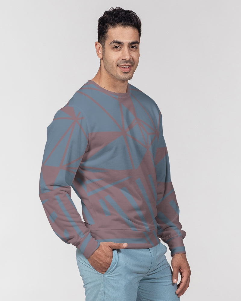 Misty Grape Geometric Men's French Terry Pullover Sweatshirt