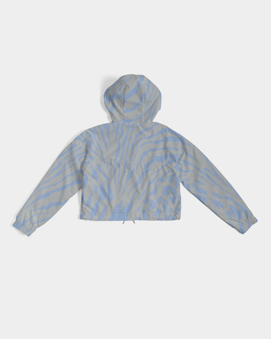 Blue Slate Safari Women's Cropped Hooded Windbreaker