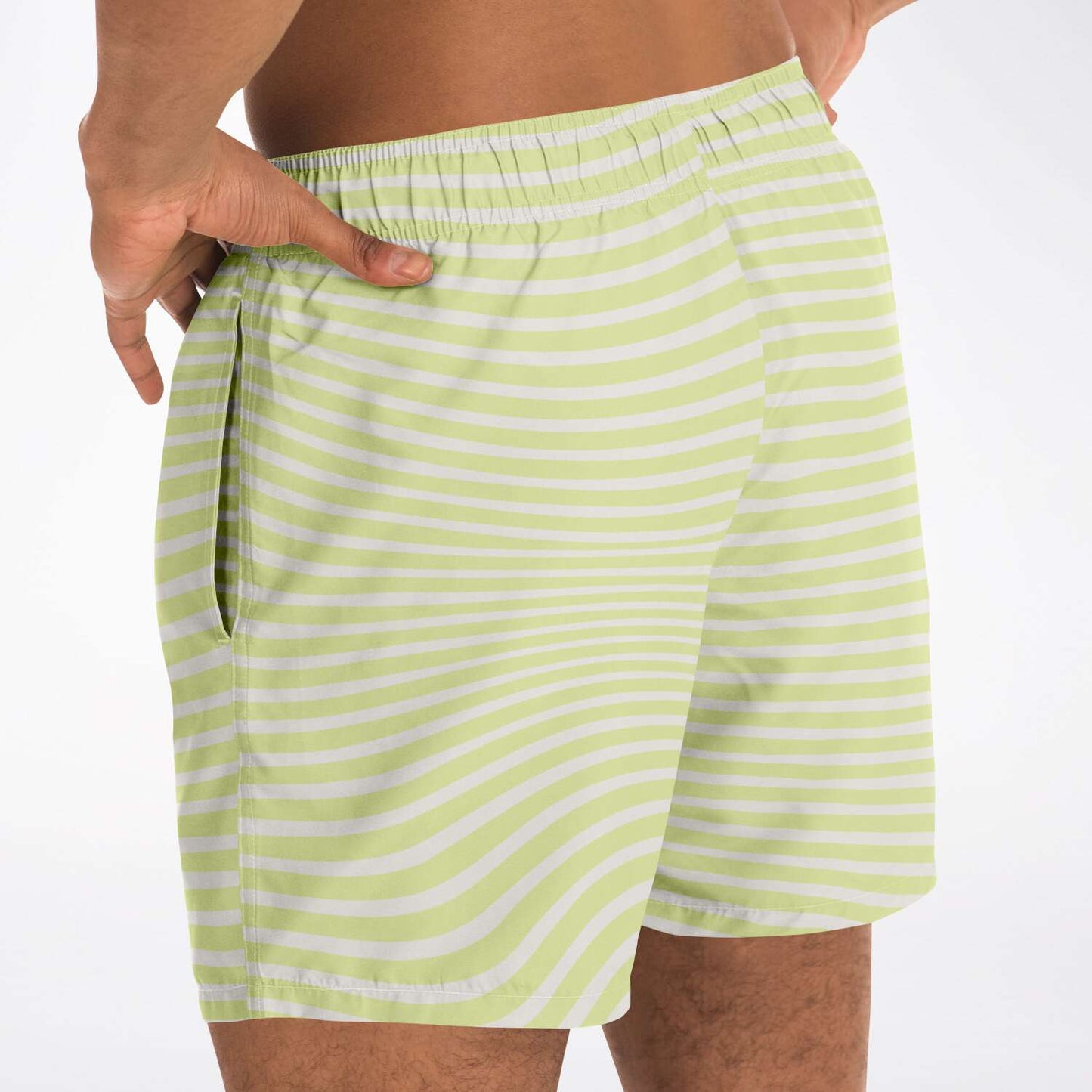 Lime Wave Stripes Swim Shorts