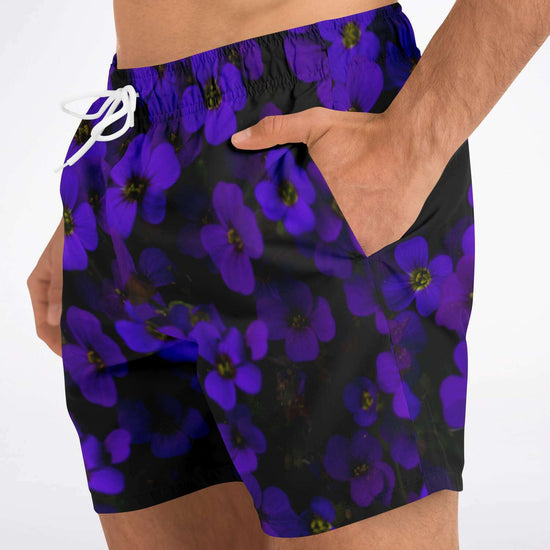 Midnight Purple Flower Swim Shorts