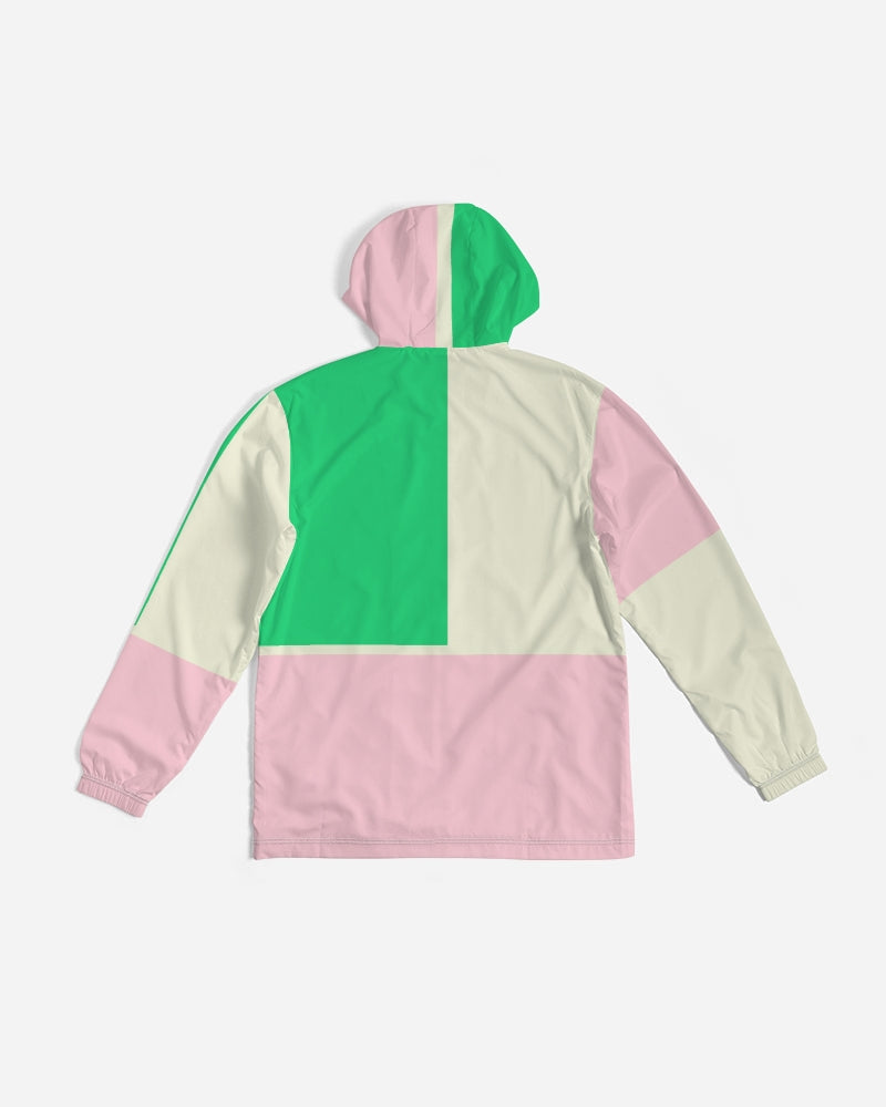 Colorblock in Green Pink & Cream Men's Windbreaker Jacket