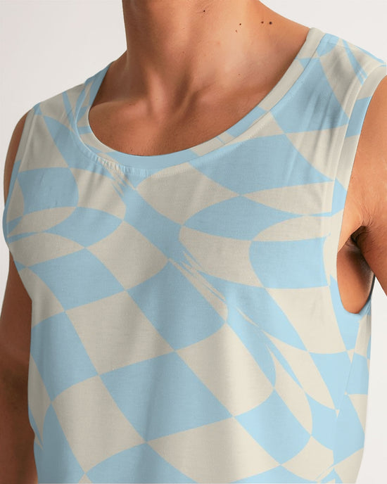 Blue & Vanilla Ripple Check Men's Sports Tank