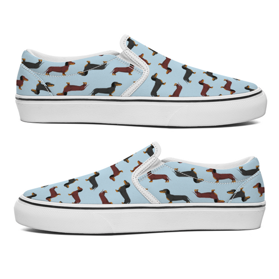 Dachshund Blue Slip On Unisex Canvas Shoes