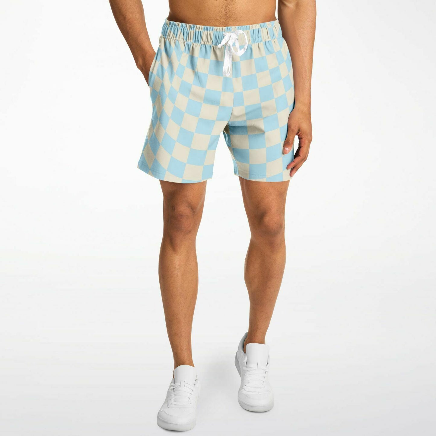 Blue & Vanilla Check Men's Fleece Shorts