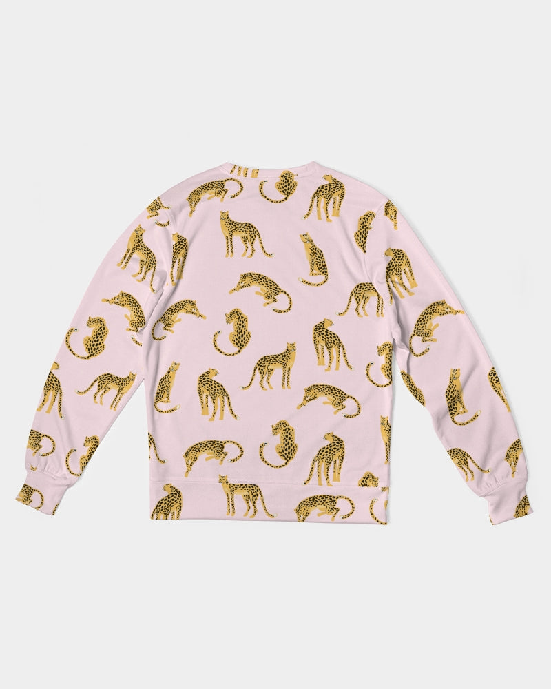 Pink Leopards Men's French Terry Pullover Sweatshirt