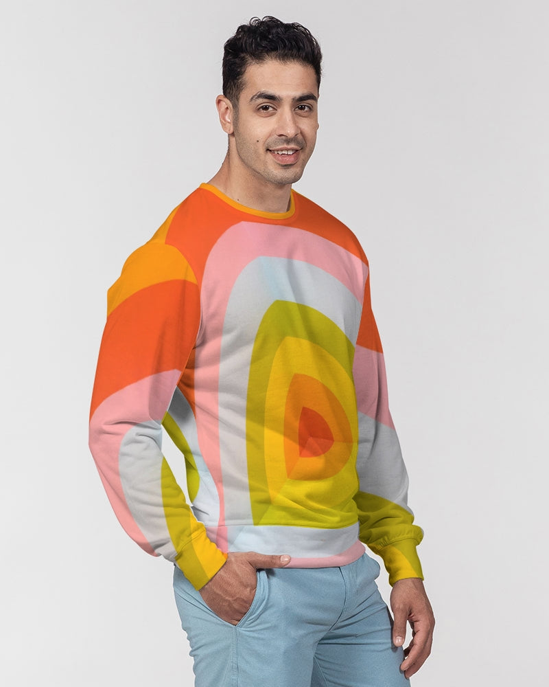 Orange Vortex Men's French Terry Pullover Sweatshirt